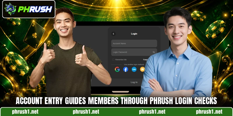 Account entry guides members through PHRUSH login checks