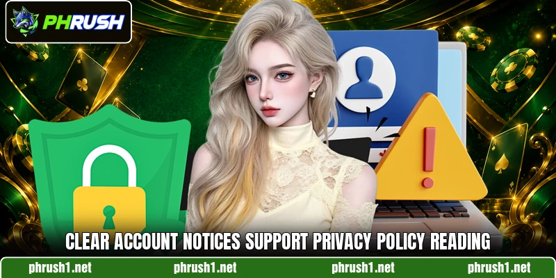 Clear account notices support privacy policy reading