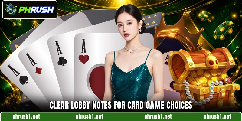 Clear lobby notes for card game choices
