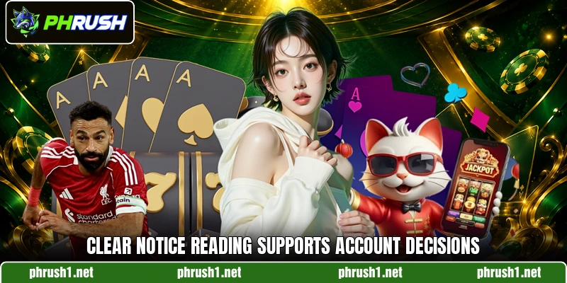 Clear notice reading supports account decisions