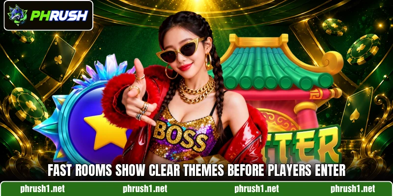 Fast rooms show clear themes before players enter