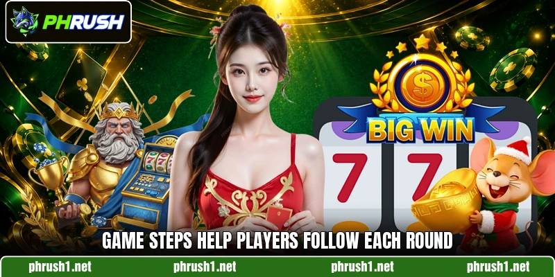 Game steps help players follow each round
