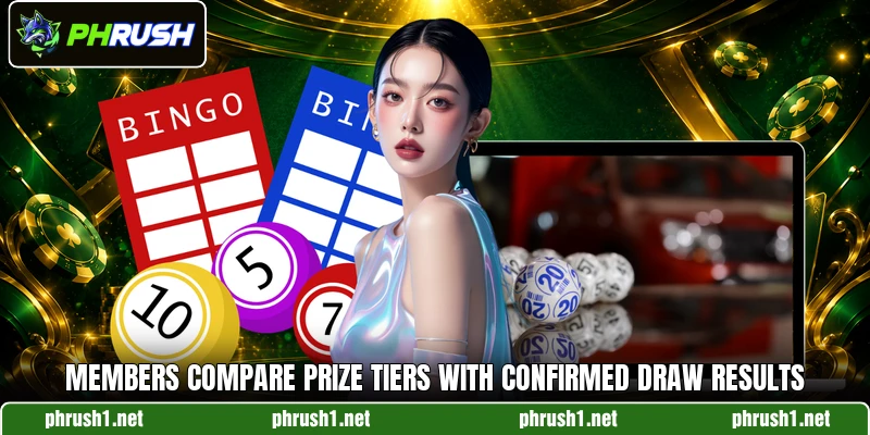 Members compare prize tiers with confirmed draw results