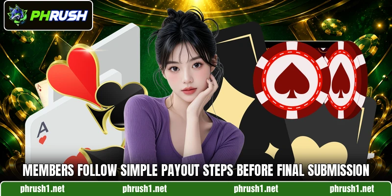 Members follow simple payout steps before final submission