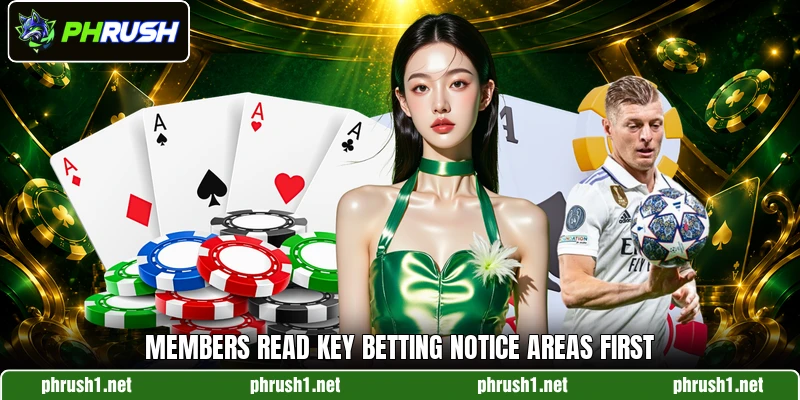 Members read key betting notice areas first