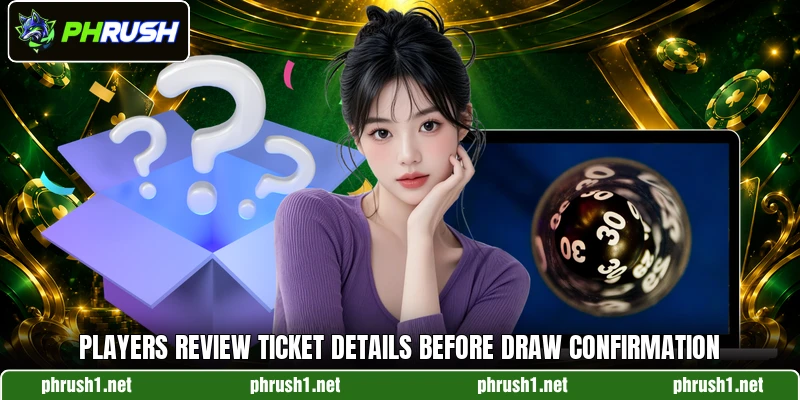 Players review ticket details before draw confirmation